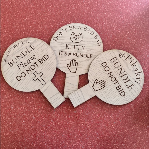 Customized Handmade Wood “Bundle No Bid” signs approx 9-11” tall - Picture 5 of 13